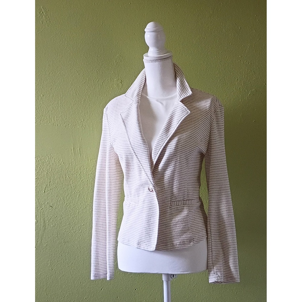 90s Minimalist White Crop Blazer Jacket Womens Medium M Preppy Coquette